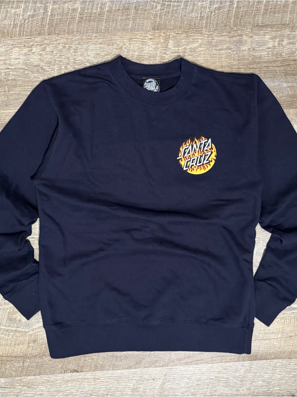 Y2K Santa Cruz Skateboards Sweater Men's S Spell Out Flames Vintage